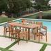 Wade Logan Firger 9 Piece Extendable Outdoor Dining Set Wood in Brown/White | Wayfair DD623D2EA64E43C7863D027B8DDEBB51