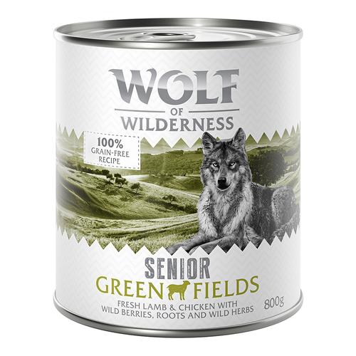 6 x 800g Green Fields-Lamm & Huhn Wolf of Wilderness Hundefutter nass