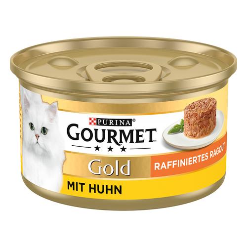 12 x 85g Raffiniertes Ragout Huhn Gourmet Gold Katzenfutter nass