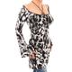 Blue Banana Women's Print Off The Shoulder Bell Sleeve Top Black and White Size 14