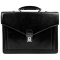 Time Resistance Full Grain Leather Briefcase Hand-Crafted Business Attache Shoulder Bag For Men Holds Laptop up to 15 Inch Black