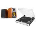 Audio-Technica AT-LP60XBT Bluetooth Transmit Turntable and Edifier R1010BT Active Bluetooth Speaker Package Exclusive Set by Digitalis Audio (Bluetooth Maple Speakers) AT-LP60