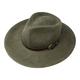 Borges & Scott B&S Premium Lewis - Wide Brim Fedora Hat - 100% Wool Felt - Water Resistant - Leather Band - Olive Green 54