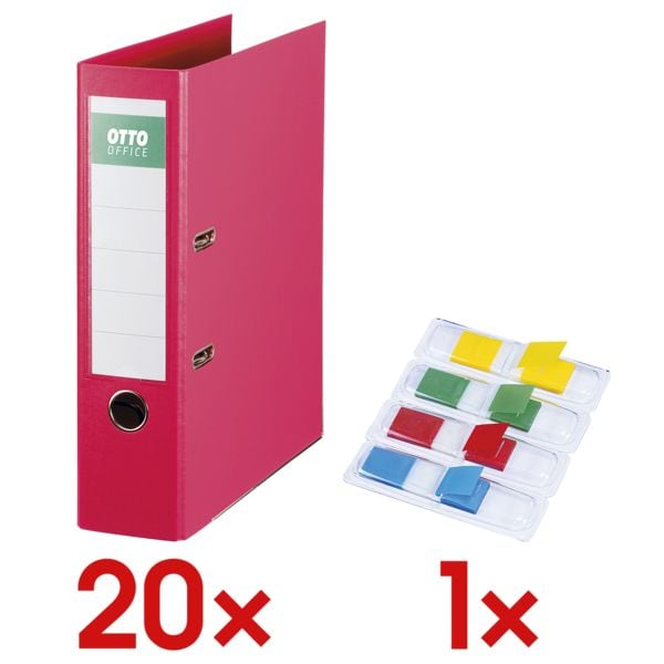 OTTO Office 20x Ordner »Exclusive II« inkl. 1 Pack Haftstreifen »Mini« rosa, 8x31.7x28.5 cm Image