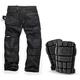 Scruffs Ripstop Trouser & Knee PAD Pack: Trade Hardwearing Work Trousers with Multiple Pockets & Knee Pad Pockets Black (Various Sizes) Hardwearing Knee Pads (28" Waist / 30" Leg)