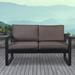 BALTIC 55" Metal Outdoor Loveseat w/ Cushions by Real Flame Metal/Rust - Resistant Metal in Gray/Black/Brown | 33 H x 55 W x 28 D in | Wayfair