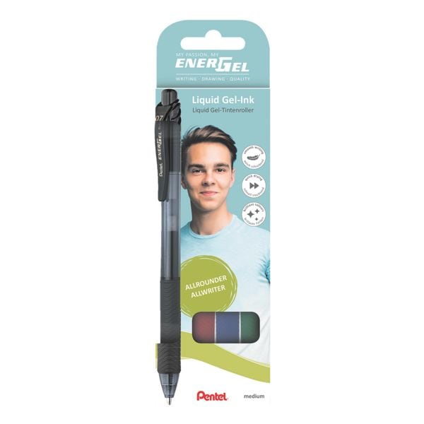 Pentel 4er-Pack Gelschreiber »Energel BL 107« blau