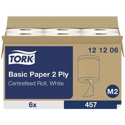 Tork 6 Endlosrollen weiße Papierhandtücher 2-lagig (weiß, perforiert, 20 cm x 160 m) weiß, 20 cm