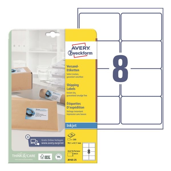 Avery Zweckform 200er-Pack Adressaufkleber »J8165-25« weiß Image
