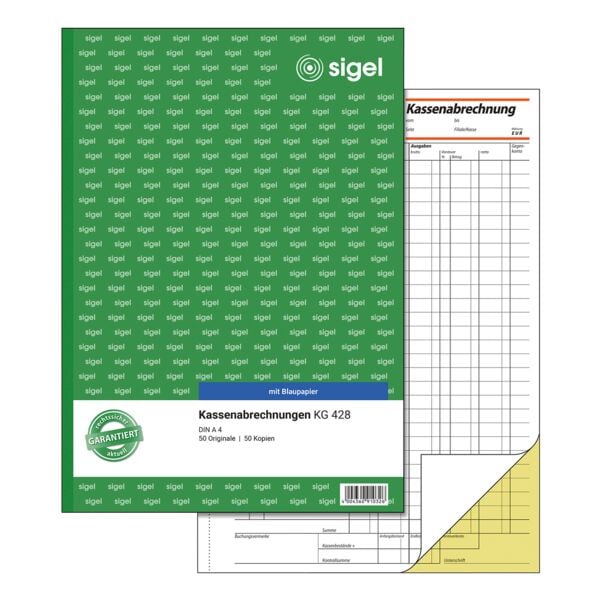 Sigel Formularbuch »Kassenabrechnung« KG428 gelb, 21x29.7 cm Image