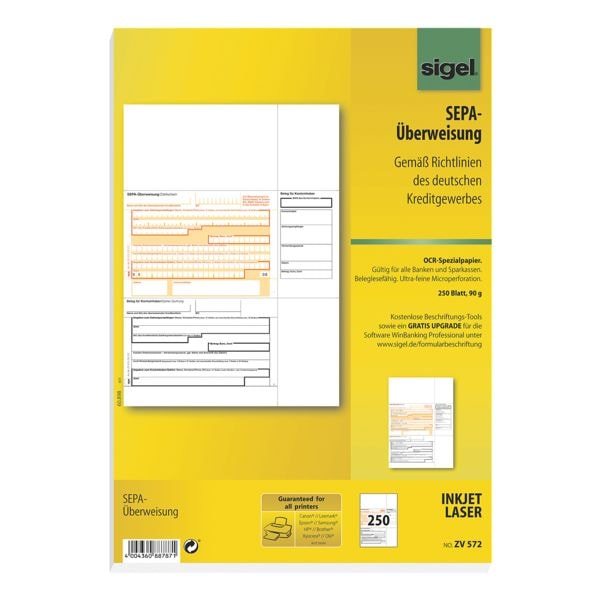 Sigel PC-SEPA-Überweisung ZV572 weiß, 21x29.7 cm Image