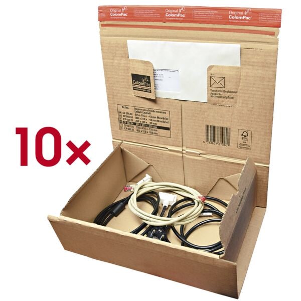 Colompac Paket-Versandkartons 30,5/21,2/11,0 cm - 10 Stück braun, 36.5x12x23.5 cm Image