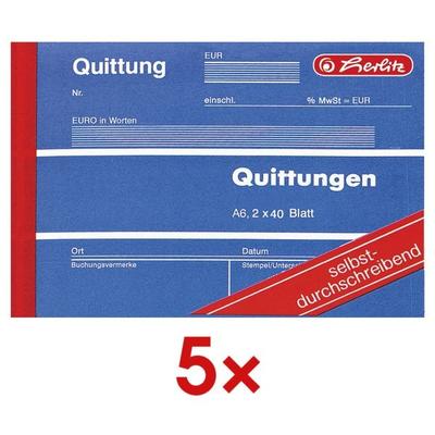Herlitz 5x Formularbuch »Quittung inkl. MwSt.« gelb, 14.8x10.5 cm Image