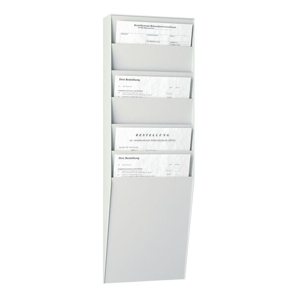 Paperflow Wand–Prospekthalter 6 Fächer »A4 hoch« grau, 23.6x71.2x1.5 cm Image