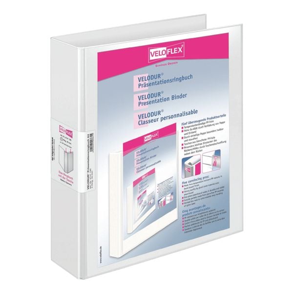 Veloflex Präsentationsringbuch »VELODUR® 41411« 4 Ringe, A4, Rückenbreite 60 mm weiß, 28x31.5 cm Image