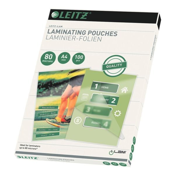 Leitz Laminierfolien A4 100 Stück 80 mic »glänzend« transparent, 21.6x30.3 cm Image