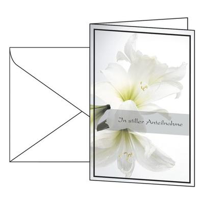 Trauer-Karten »Weiße Amaryllis« DS006, Sigel, 14.8x10.5 cm