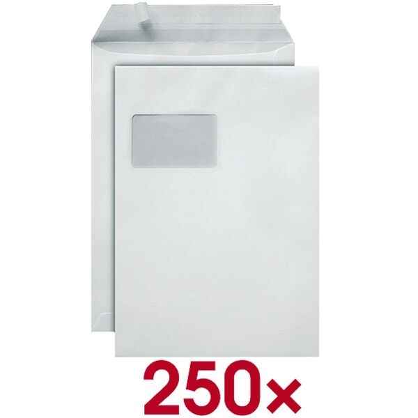 Steinmetz 250 Versandtaschen C4 mit Fenster, Haftklebung weiß, 32.4x22.9 cm