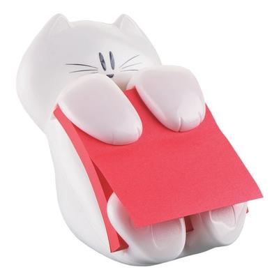 Haftnotizspender Katze Z-Notes 7,6 x 7,6 cm, 100 Blatt gesamt, weiß & pink weiß, Post-it Super Sticky, 7.6x7.6 cm