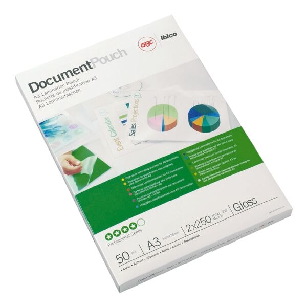 GBC Laminierfolien Document Pouch A3 100 Stück 100 mic transparent, 30.3x42.6 cm Image