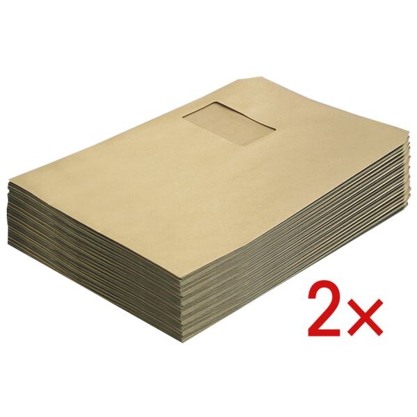 Steinmetz 2x 250 Natron-Versandtaschen C4 mit Fenster, Selbstklebung braun, 32.4x22.9 cm