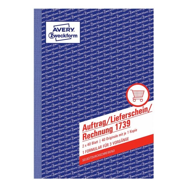 Avery Zweckform Formularbuch »1739« für Auftrag/Lieferschein/Rechnung gelb, 14.8x21 cm Image