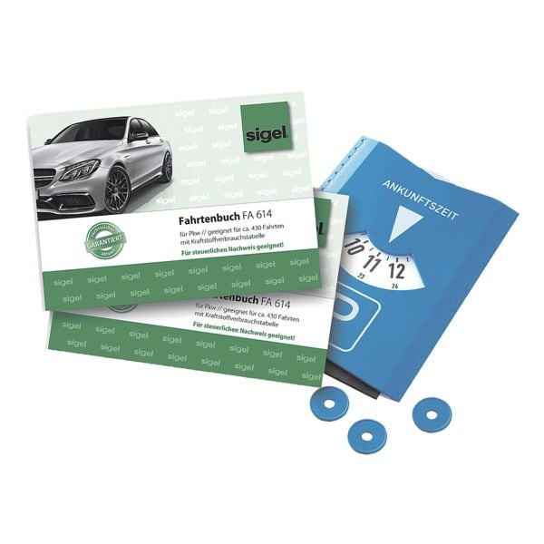 Sigel 2x Fahrtenbuch »T1096« (A6 quer) inkl. Parkscheibe »T1096« weiß, 14.8x10.5 cm Image