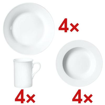 4-teiliges Speiseteller-Set »Bianco« inkl. 4-teiliges Kaffeebecher-Set »Bianco« weiß, Ritzenhoff & Breker, 0.2 cm