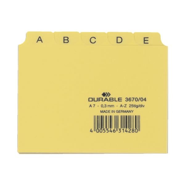 Durable Leitregister A7 (74 x 105 mm), A-Z gelb, 10.5x7.4 cm Image