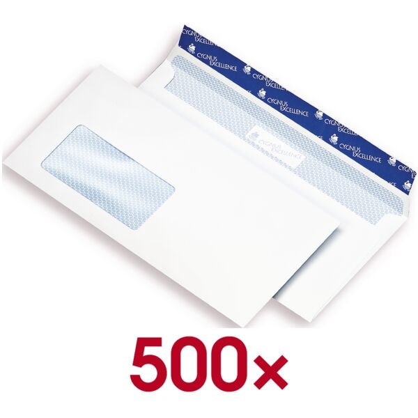 Mailmedia Briefumschläge »Cygnus Excellence®« DL mit Fenster und Haftklebung - 500 Stück weiß, 22x11 cm