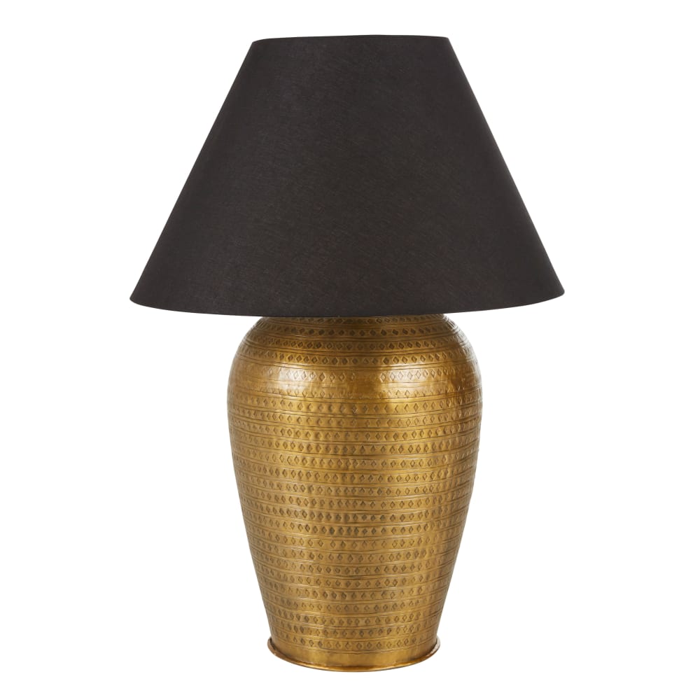 Lampe en métal bronze et abat-jour noir