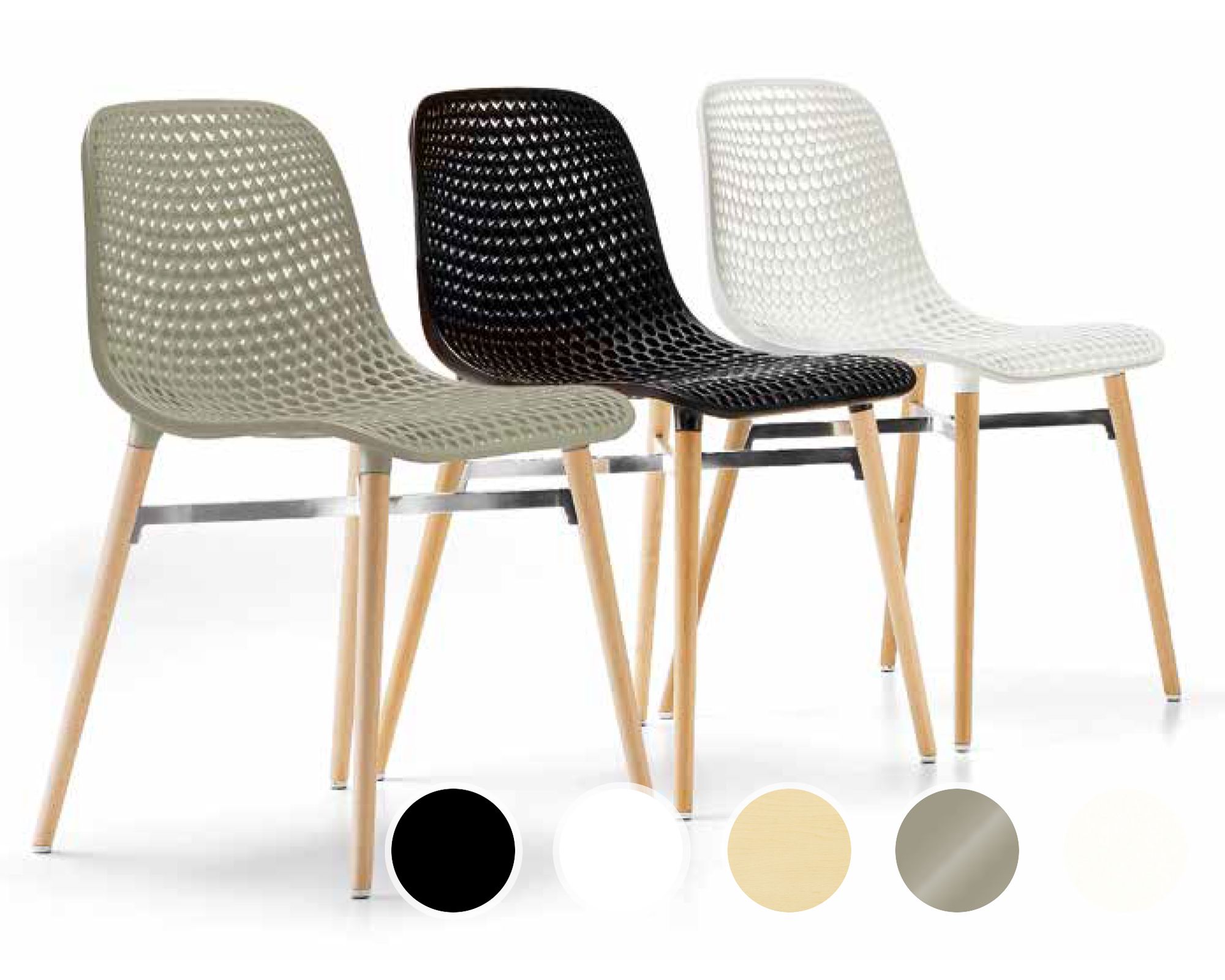 infiniti »NEXT« 4 Legs Designer-Stuhl FGLP27G Silizium-Grau / S117 Silizium-Grau