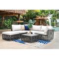 Panama Jack Outdoor Graphite 6 Piece Rattan Sunbrella Sectional Seating Group w/ Cushions in Gray | Wayfair PJO-1601-GRY-6SEC-GL