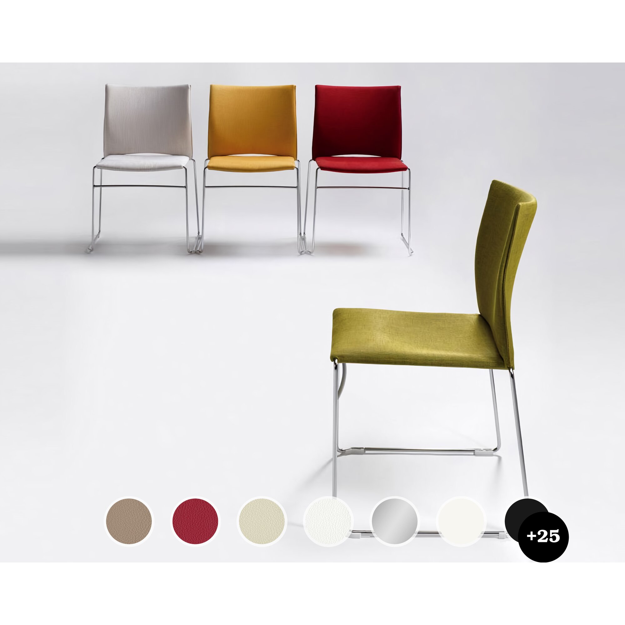 infiniti »WEB« Designer-Stuhl AC30 Weiss matt lackiert / Stoff Byte 100