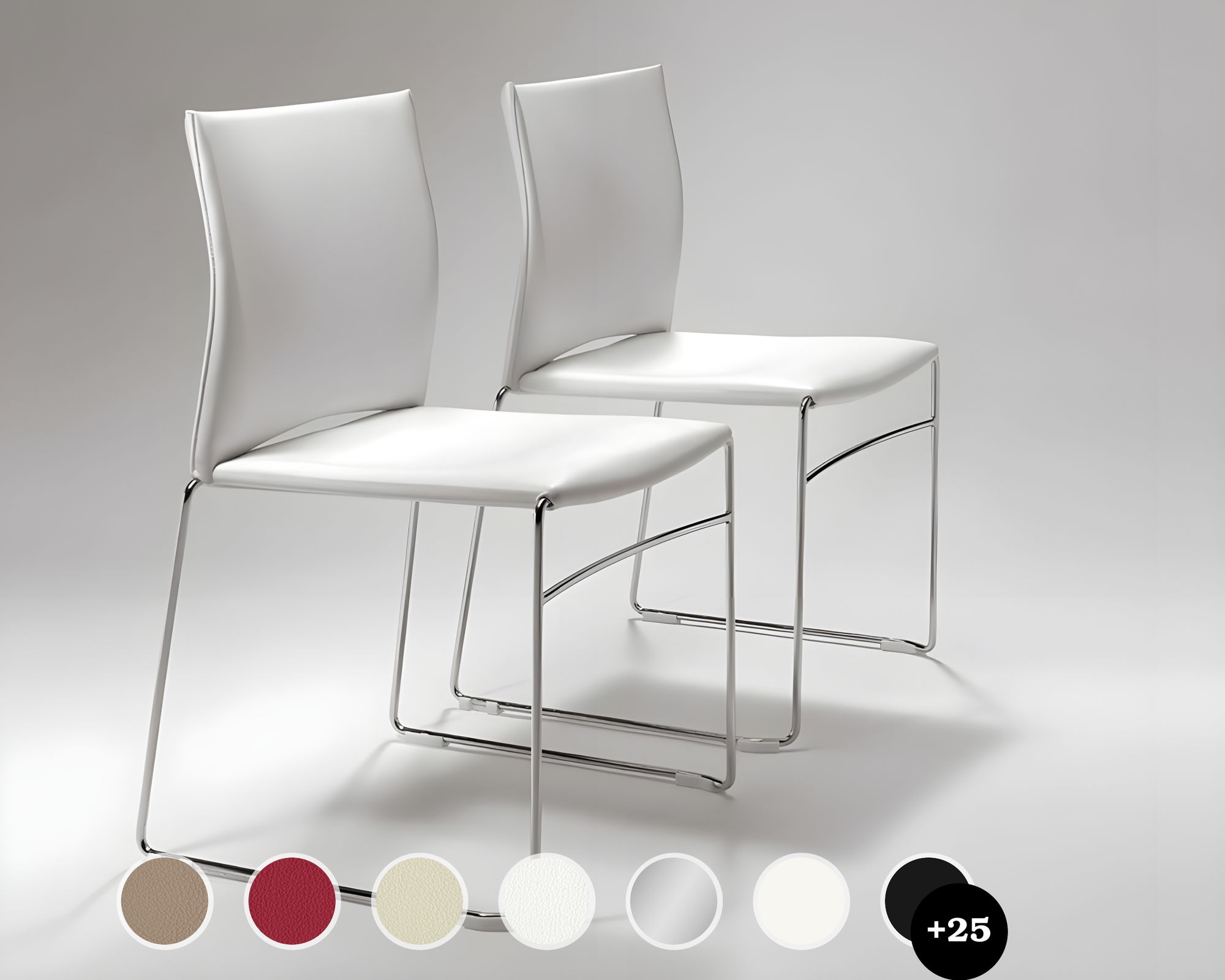 infiniti »WEB« Designer-Stuhl AC01 verchromt / Echtleder Dunkelbraun