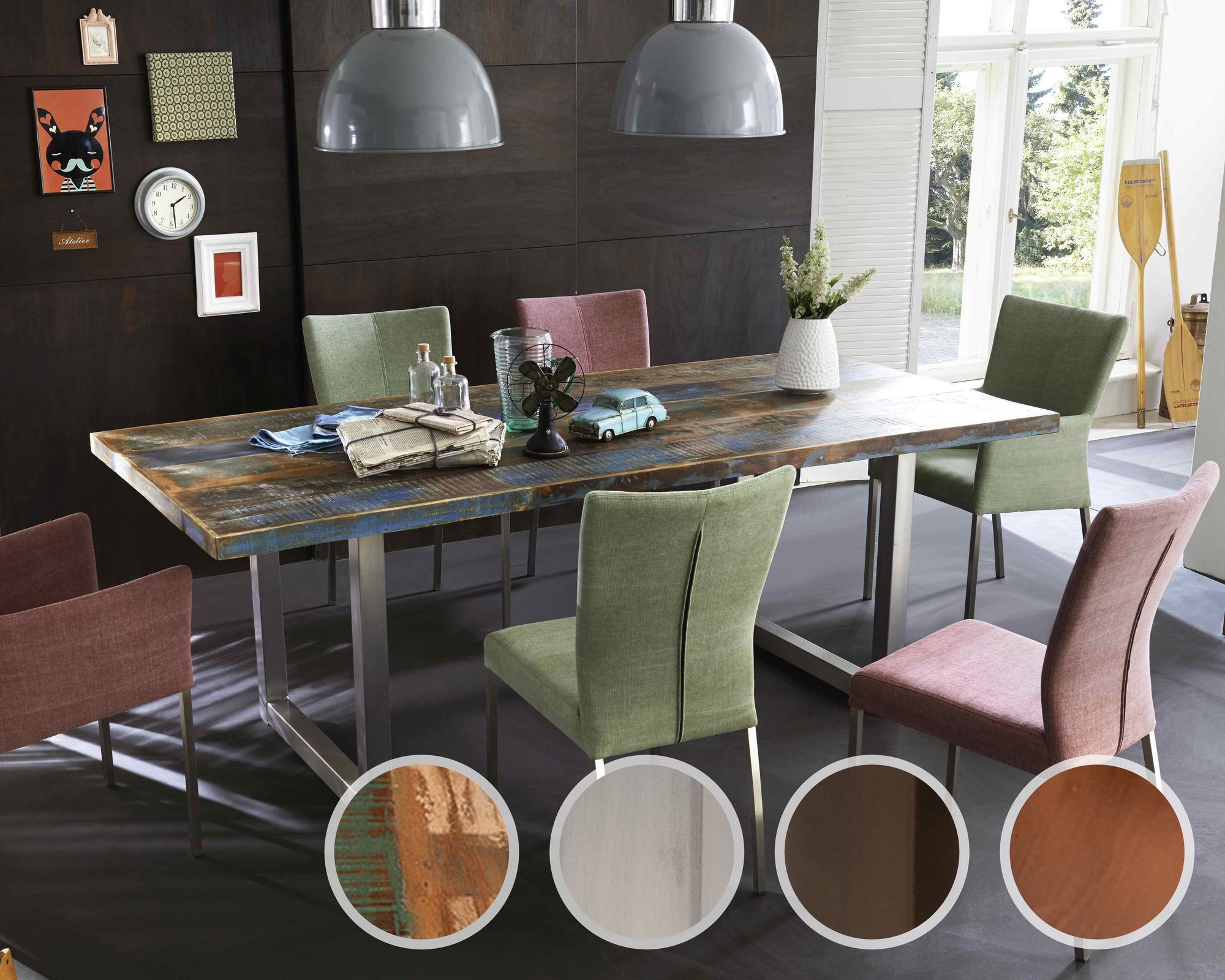 SIT Tops & Tables Esstisch Massivholz Retro 200x100 cm / Eisen antikbraun