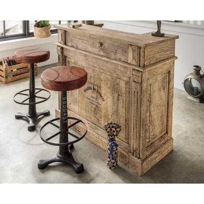 Massivholz »Vintage« Barhocker mit Ledersitz 39x83x39 cm Image