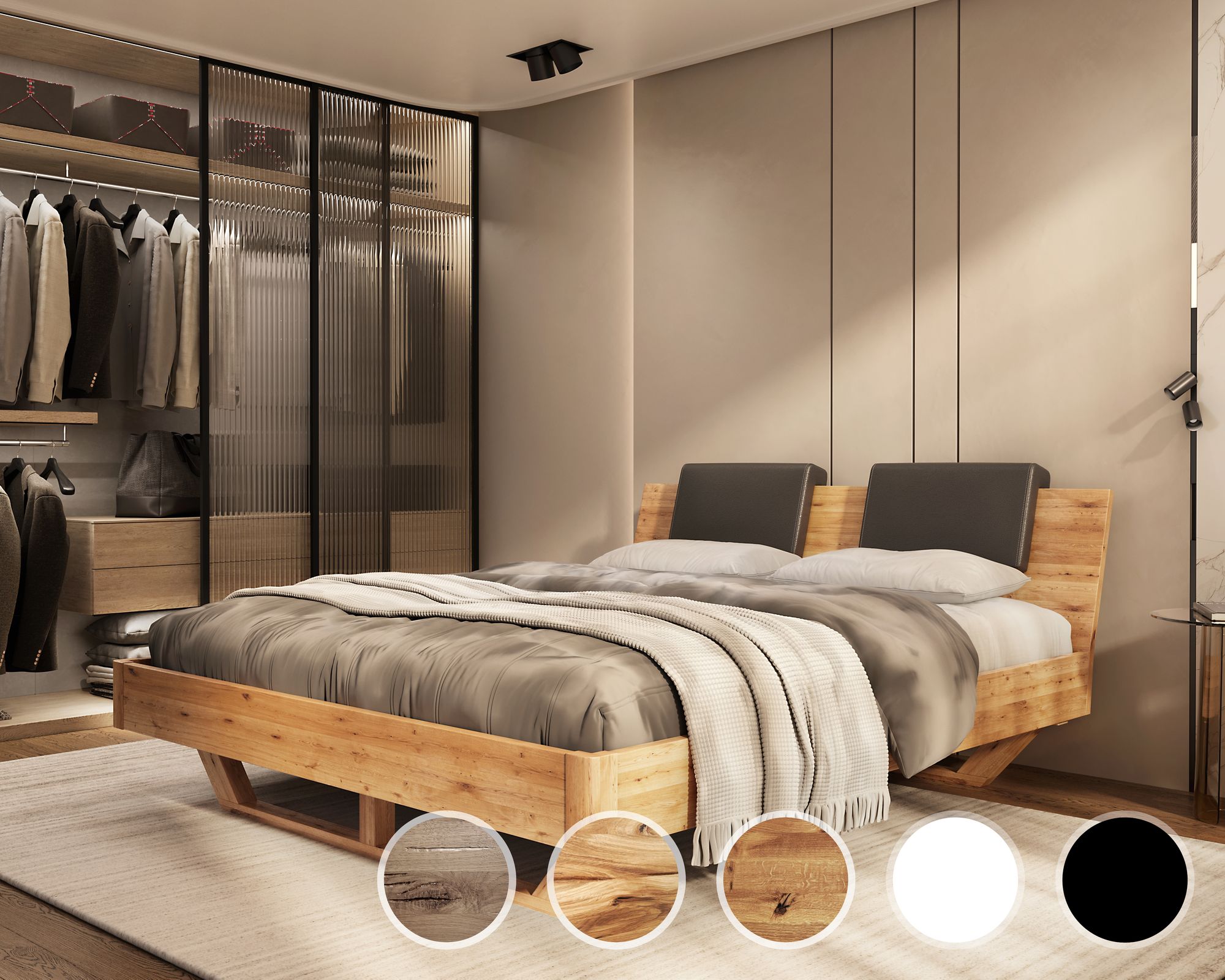 BlackWood »Dolce Vita I« Wildeiche Massivholzbett 140x200 cm / Wildeiche natur / ohne Kissen