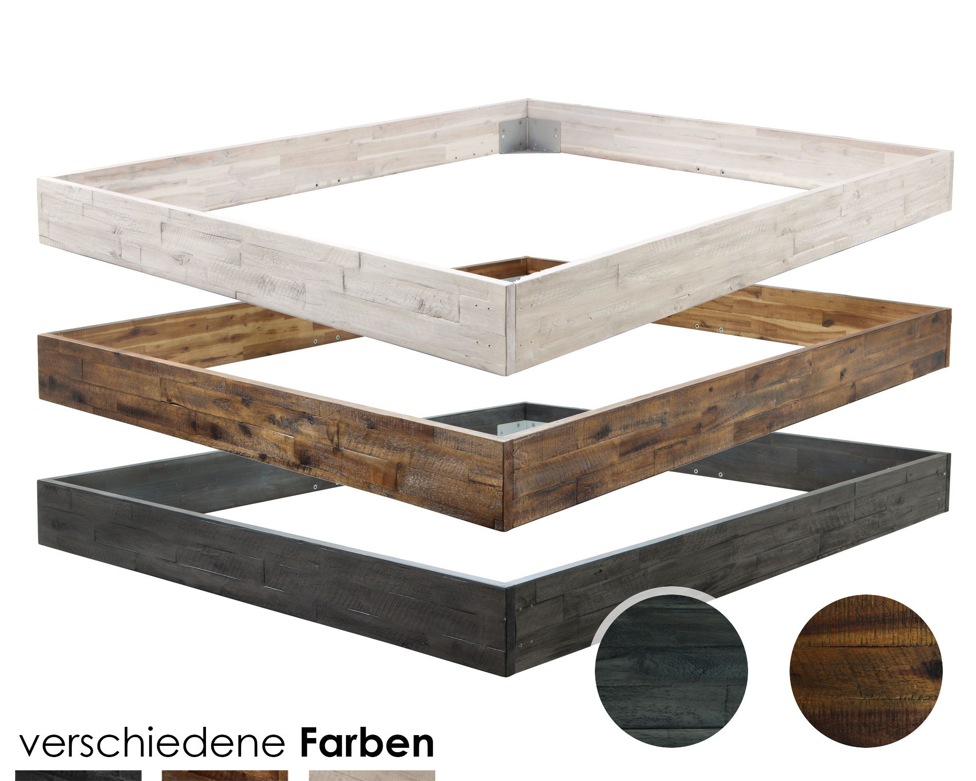 Hasena Factory-Line Bettrahmen Loft 18 120x220 cm / Akazie Vintage braun, lackiert