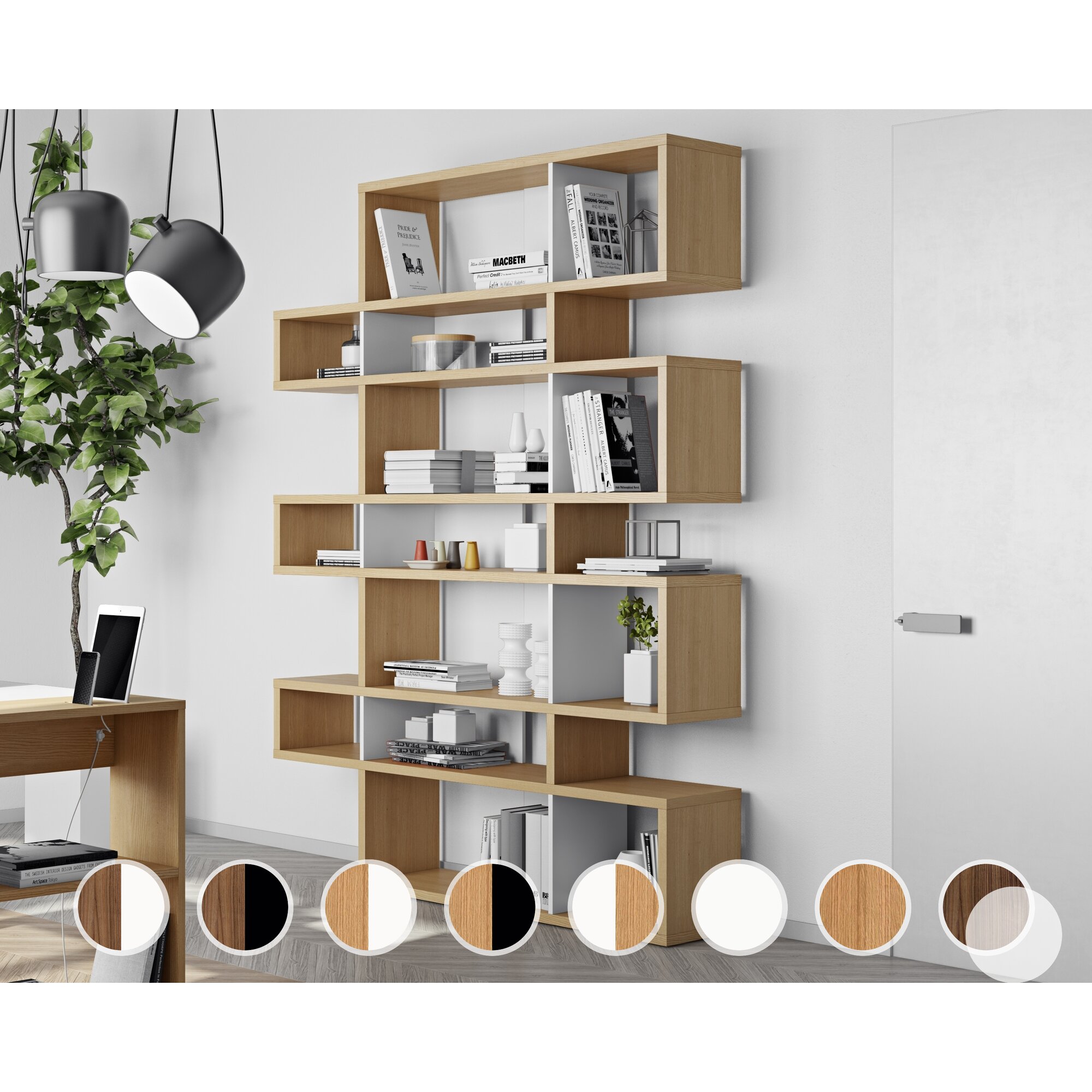 TemaHome »London« Regal III Weiß - Rückwand Walnuss