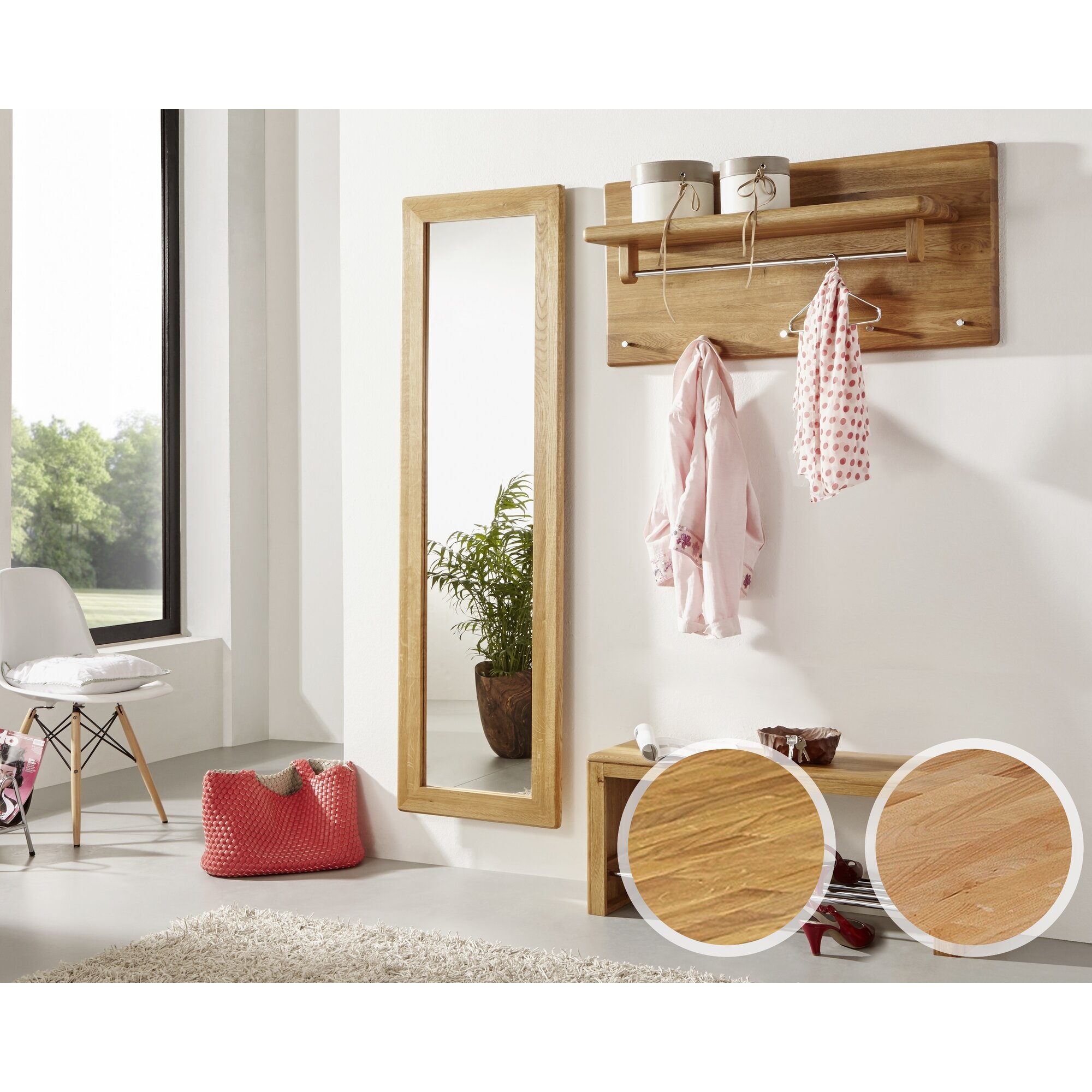 3S Frankenmöbel »Corner« Massivholz Garderobenpaneele KM-0240 / Garderobe 1 / 100 x 50 x 32,5 cm / Kernbuche geölt Image