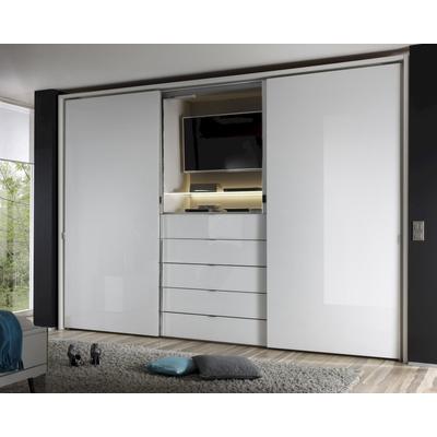 Staud »Alpin« Media Schwebetürenschrank 298 / 222 / Alpinweissglas / weiss Image