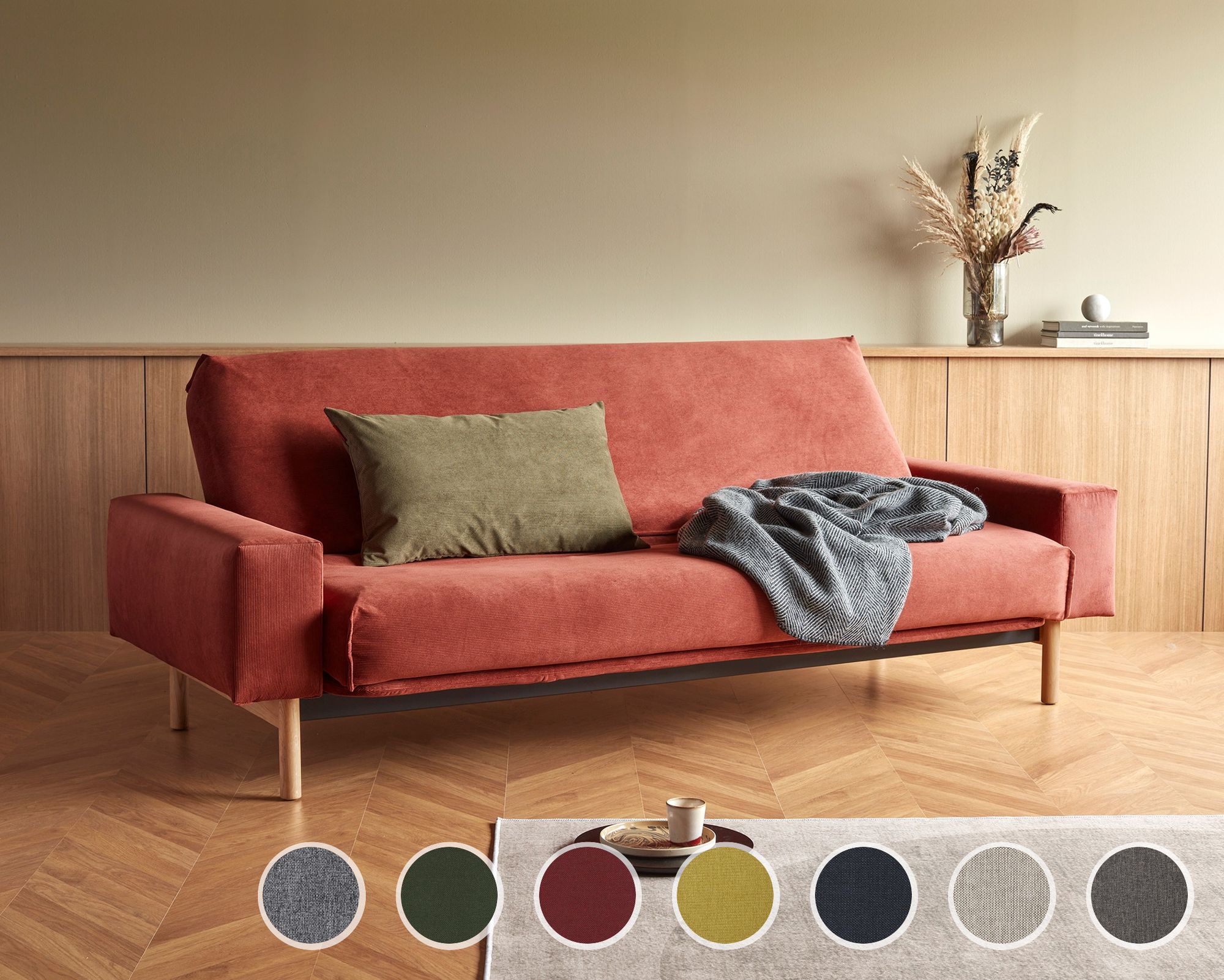 Innovation Mimer Multifunktionales Klappsofa 140x200 cm / 554 Senf / Latex / mit Bezug