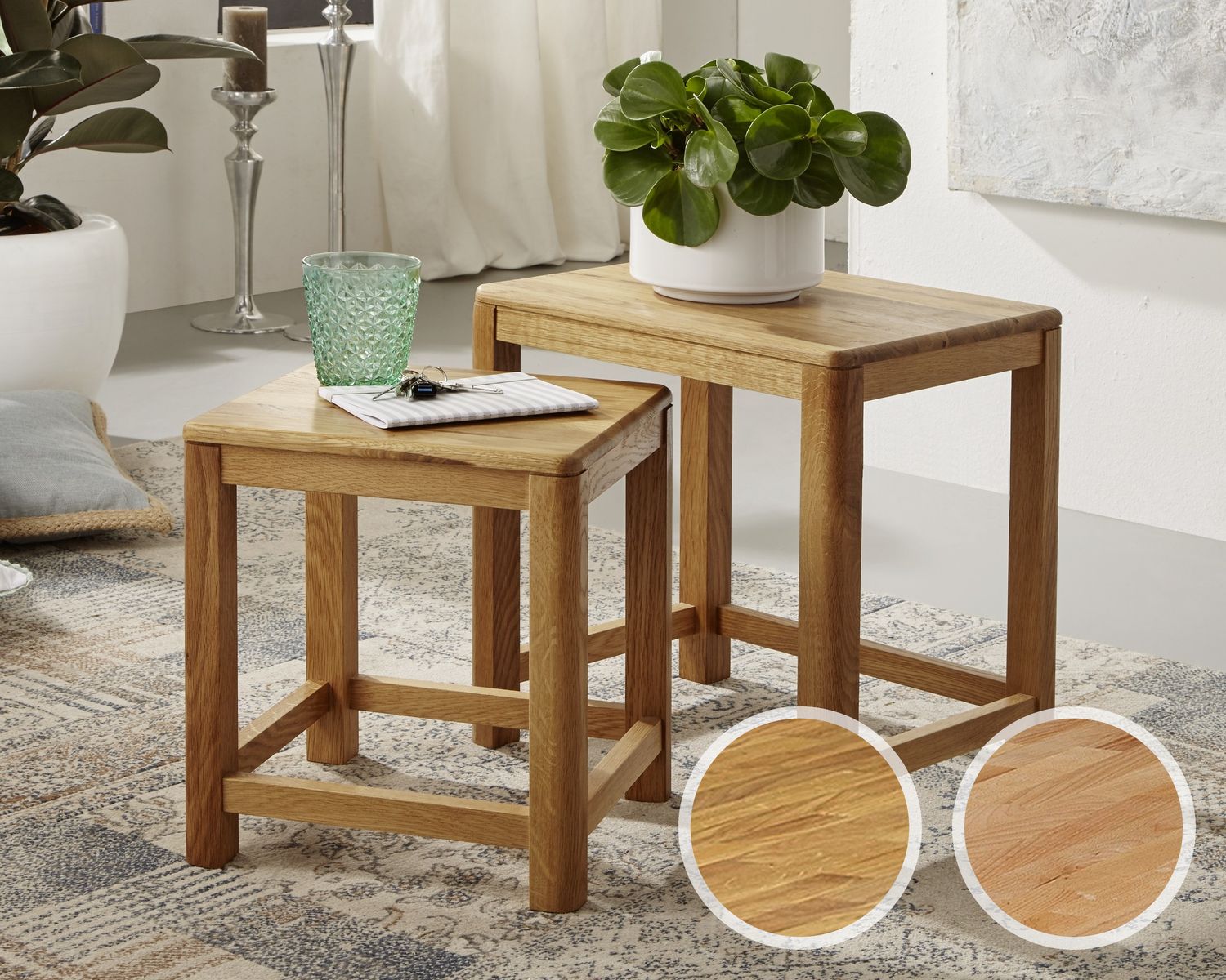 3S Frankenmöbel »Corner« Massivholz Beistelltisch 2er Set KM-0240 / Kernbuche geölt