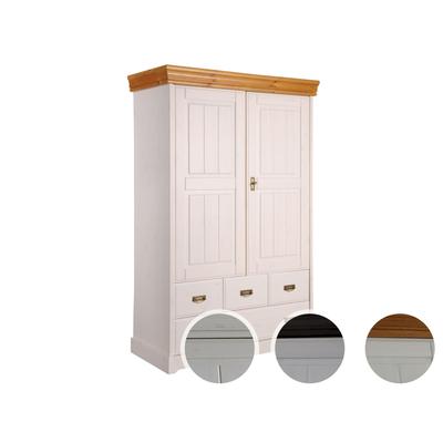 3S Frankenmöbel »Country« Massivholz Wäscheschrank SZ-0132 / B 120 x H 190 x T 55 cm / Weiss