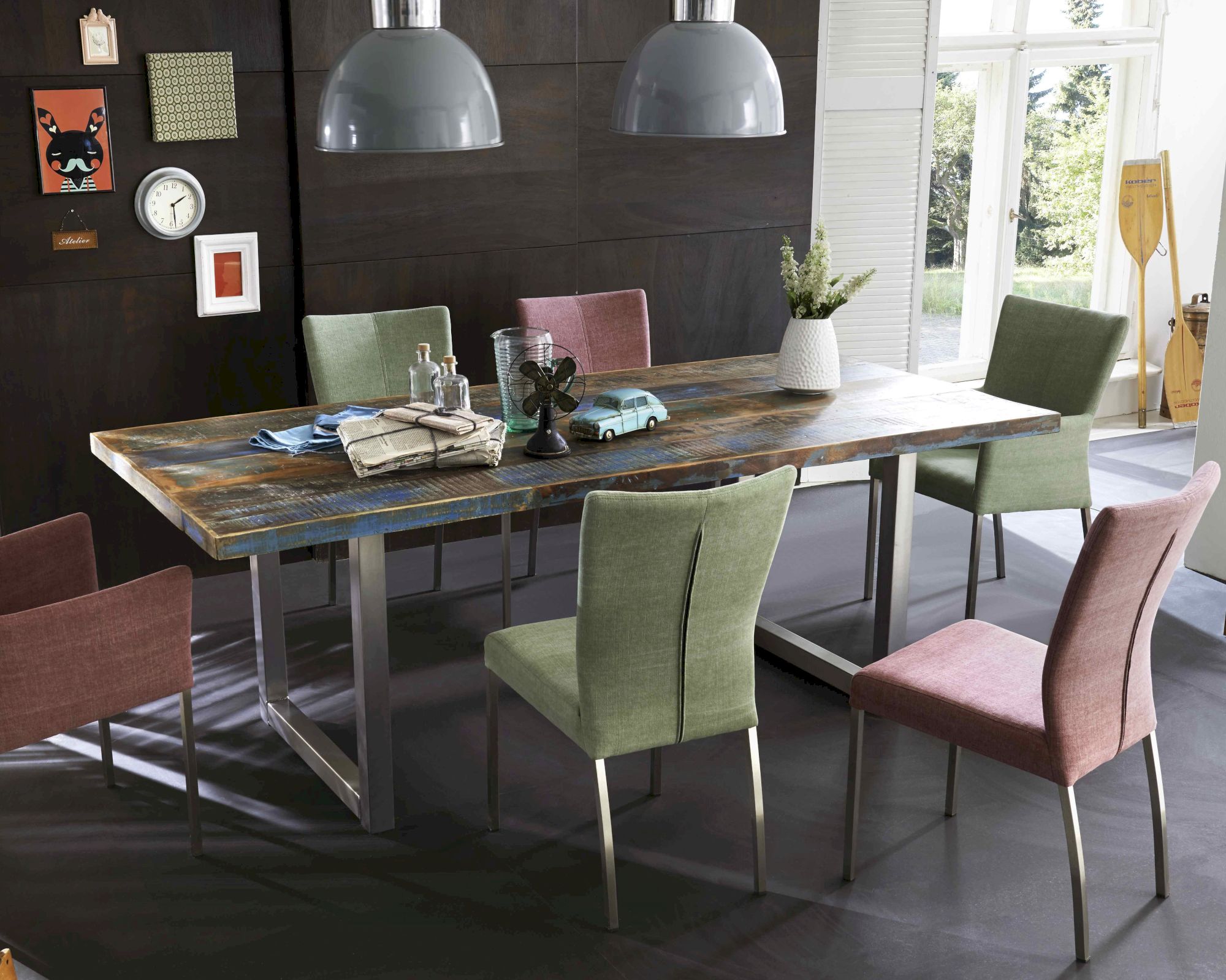 SIT Tops & Tables Esstisch Massivholz Retro 180x100 cm / Roheisen lackiert Image