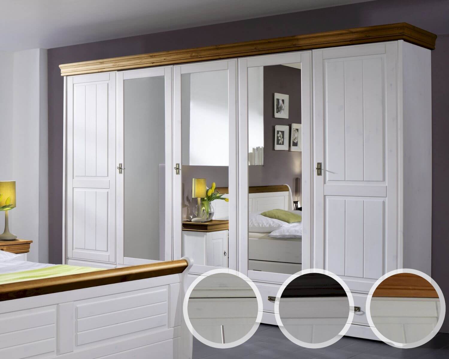 3S Frankenmöbel »Country« Massivholz Kleiderschrank SZ-0132 / 3-Türig / B 192 x H 217 x T 62 cm / Weiss