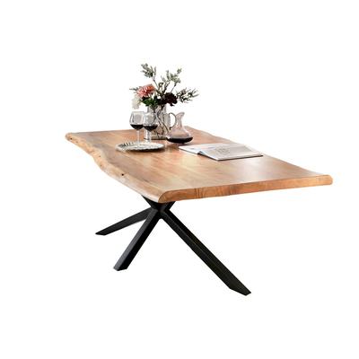 SIT Tops & Tables Massivholz Esstisch Futura 180x90 cm / Eisen antiksilber / 3,6 cm