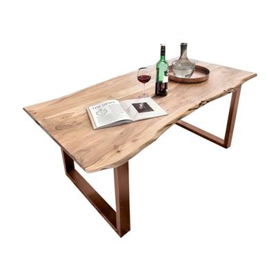 SIT Tops & Tables »Slim« Esstisch Massivholz Akazie Baumkante 160x85 cm / Eisen antikschwarz