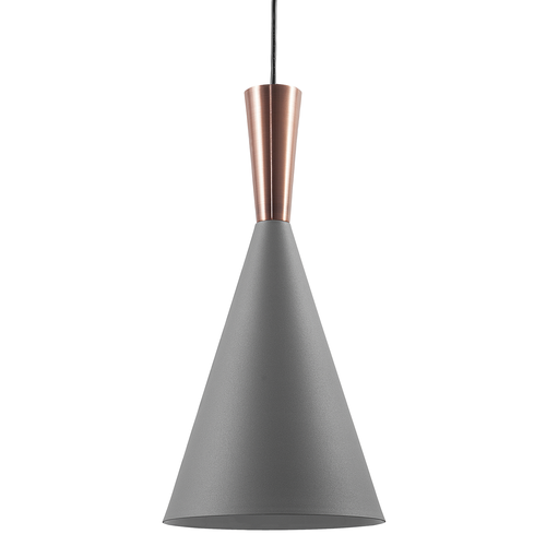 Hängeleuchte Grau und Kupfer Metall mit Schirm in Kegelform Skandinavischer Stil für Kücheninsel Wohn- und Esszimmer